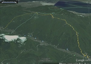 googleearthで比良山ルートを